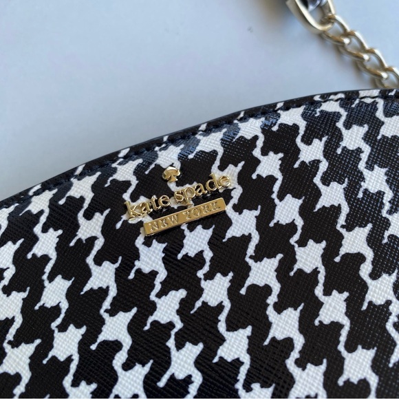 KATE SPADE Black & White Hilli Cameron Street Houndstooth Chain Crossbody - Picture 2 of 14